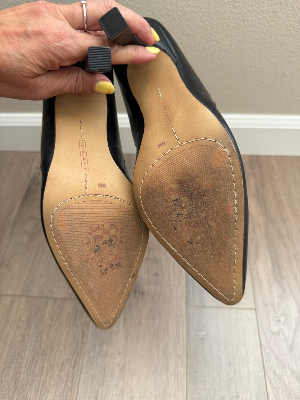 Vince Camuto Black Pointed-Toe Leather Pumps - Picture 3 of 4